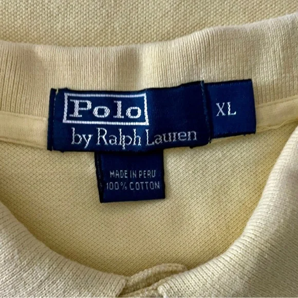 POLO by Ralph Lauren Preppy Men’s 2 Button Short Sleeve Yellow Polo Shirt XL. - Picture 4 of 8